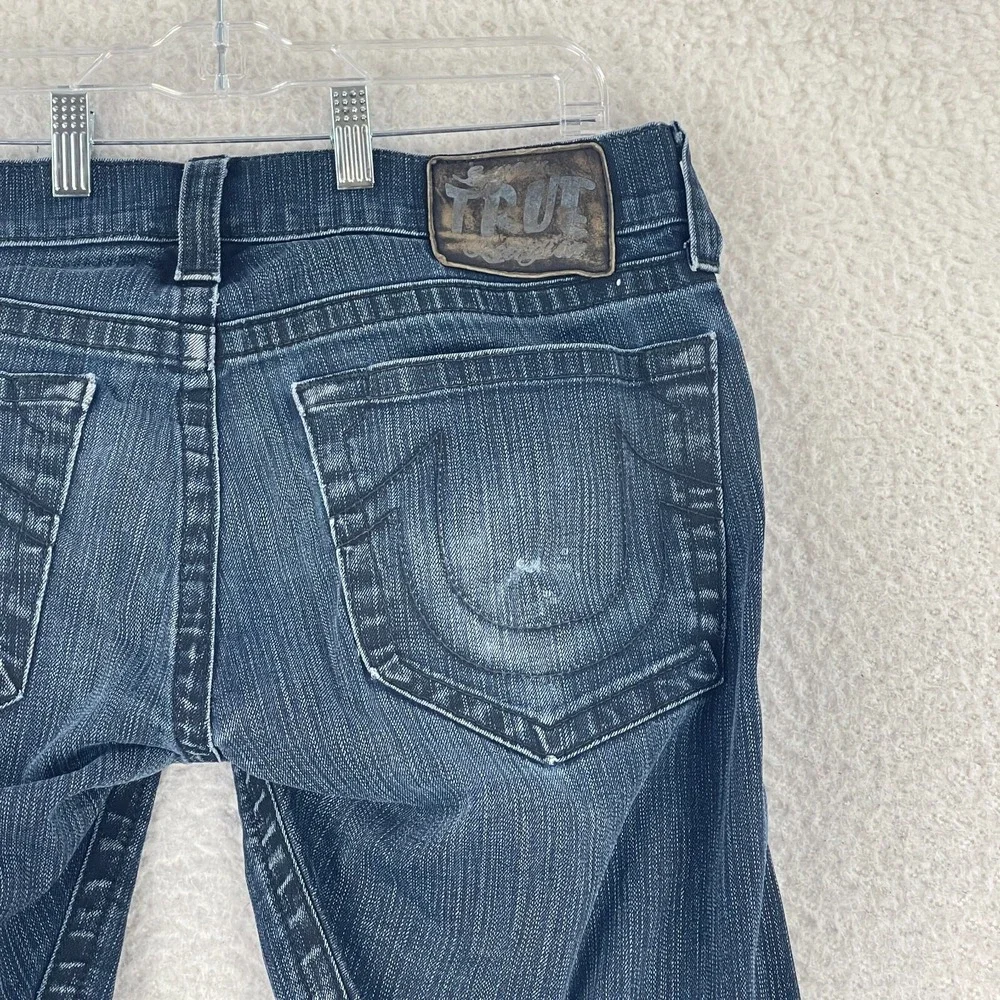 True Religion Blue Denim Geno‎ Straight Leg Jeans Mens Dark Wash Casual Size 33